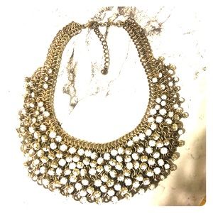 White and gold statement necklace